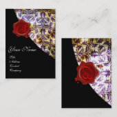 ANTIQUE DAMASK RED WAX SIEGEL MONOGRAM lila Visitenkarte (Vorne/Hinten)