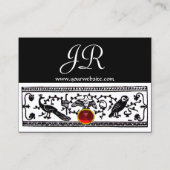 ANTIQUE DEKOR, ROT RUBY MONOGRAM Schwarz-weiß Visitenkarte (Rückseite)
