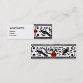 ANTIQUE DEKOR,TIERE,ROT RUBY,Schwarz-weiß Mini Visitenkarte (Vorne/Hinten)