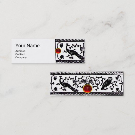 ANTIQUE DEKOR,TIERE,ROT RUBY,Schwarz-weiß Mini Visitenkarte (Vorne/Hinten)