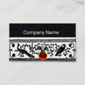 ANTIQUE DEKOR,TIERE,ROT RUBY,Weißes, Schwarzes Pap Visitenkarte (Rückseite)