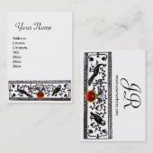 ANTIQUE DEKOR,TIERE RUBY MONOGRAM Schwarz-weiß Visitenkarte (Vorne/Hinten)