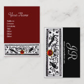 ANTIQUE DEKOR,TIERE,SCHWARZ-WEISSES ROTES MONOGRAM VISITENKARTE (Vorne/Hinten)