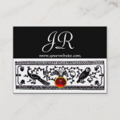 ANTIQUE DEKOR,TIERE,SCHWARZ-WEISSES ROTES MONOGRAM VISITENKARTE (Rückseite)