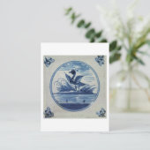 Antique Delft Blue Tile - Ente im Wasser Einladung (Stehend Vorderseite)