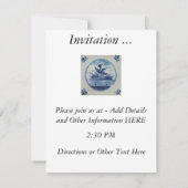 Antique Delft Blue Tile - Ente im Wasser Einladung (Rückseite)
