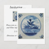 Antique Delft Blue Tile - Ente im Wasser Einladung (Vorne/Hinten)