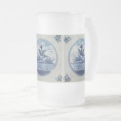 Antique Delft Blue Tile - Ente im Wasser Mattglas Bierglas (VorderseiteRechts)