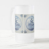Antique Delft Blue Tile - Ente im Wasser Mattglas Bierglas (Vorderseite Links)