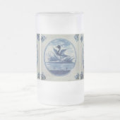 Antique Delft Blue Tile - Ente im Wasser Mattglas Bierglas (Mittel)