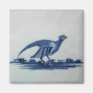 Antique Delft Blue Tile - Grouse in Grass Triv Magnet