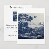 Antique Delft Blue Tile - Rinder und Vögel Einladung (Vorne/Hinten)