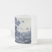 Antique Delft Blue Tile - Rinder und Vögel Mattglastasse (Vorderseite Links)