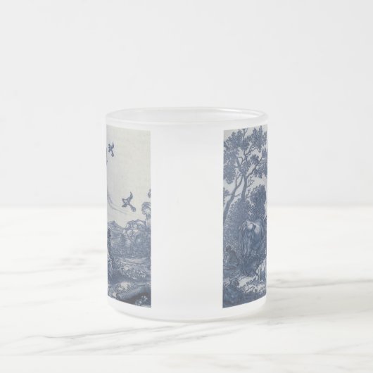 Antique Delft Blue Tile - Rinder und Vögel Mattglastasse (Mittel)