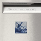 Antique Delft Blue Tile - Windmühlen am Wasser B Magnet (In Situ (Geschirrspüler))