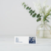 Antique Delft Blue Tile - Windmühlen am Wasser Mini Visitenkarte (Stehend Vorderseite)