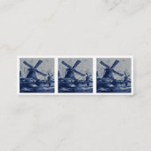 Antique Delft Blue Tile - Windmühlen am Wasser Mini Visitenkarte (Rückseite)