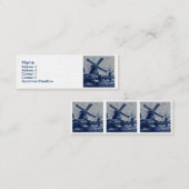 Antique Delft Blue Tile - Windmühlen am Wasser Mini Visitenkarte (Vorne/Hinten)