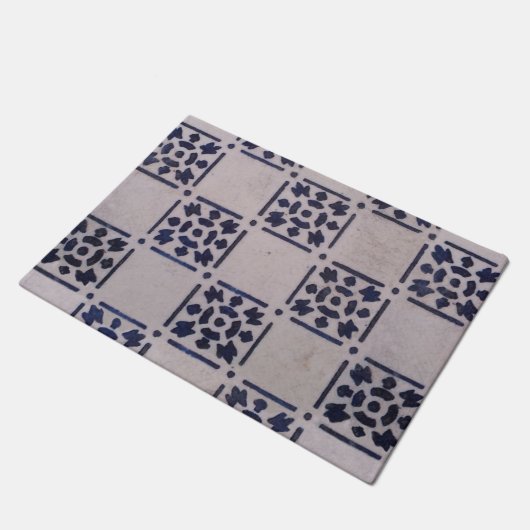 Antique Delft Tile Blue: Klassisches niederländisc Fußmatte (Schrägansicht)