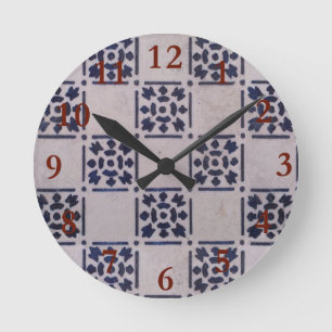Antique Delft Tile Blue: Klassisches niederländisc Runde Wanduhr
