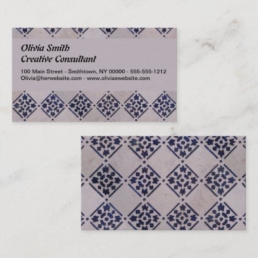 Antique Delft Tile Blue: Klassisches niederländisc Visitenkarte (Vorne/Hinten)