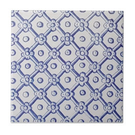 Antique Delft Tile-Blue und White Trellis Fliese