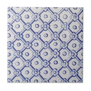 Antique Delft Tile-Blue und White Trellis Fliese