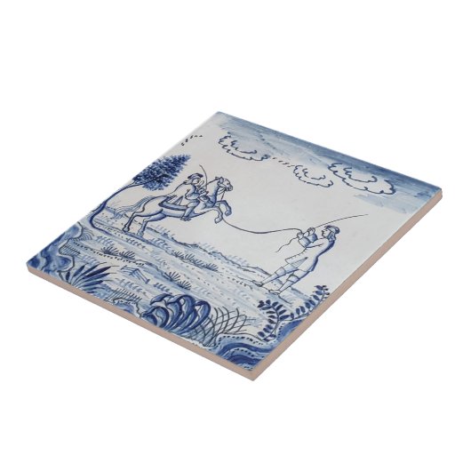 Antique Delft Tile-Pastoral Scene-Blue & White-11 Fliese (Seite)