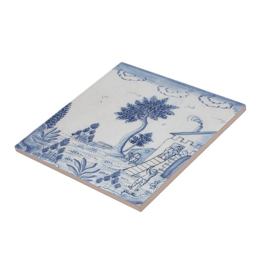 Antique Delft Tile-Pastoral Scene-Blue & White-17 Fliese (Seite)