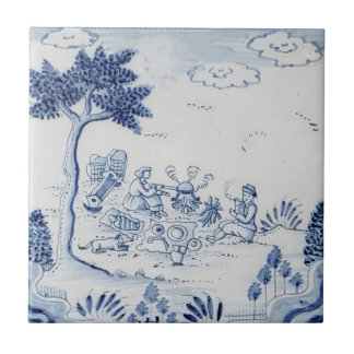 Antique Delft Tile-Pastoral Scene-Blue & White-19 Fliese