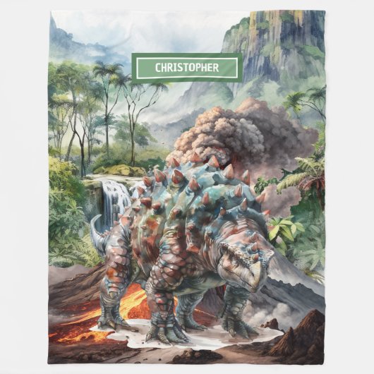 Antique Dinosaur Birthday Blanket Individuelle Nam Fleecedecke (Vorderseite)