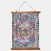 Antique Dirty Blue Fuchsia erschüttert Persisch Wandteppich Mit Holzrahmen (Vorderseite)