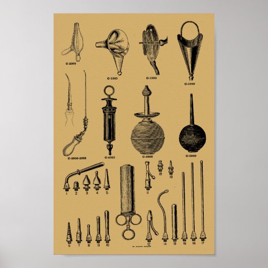 Antique Doctor's Surgical Instruments Illustration Poster (Vorne)