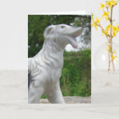 Antique Dog Figurine Karte (Gelbe Blume)