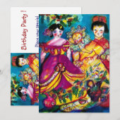 ANTIQUE DOLLS rot blau lila gelb Einladung (Vorne/Hinten)