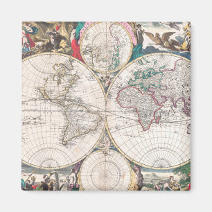 Antique Double Hemisphere Weltkarte Magnet