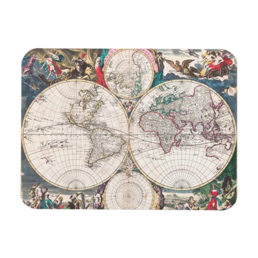 Antique Double Hemisphere Weltkarte Magnet (Horizontal)