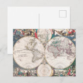Antique Double Hemisphere Weltkarte Postkarte (Vorne/Hinten)