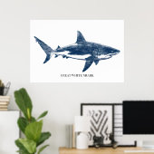 Antique  drawing of a shark poster (Heimbüro)