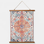 Antique Dull Orange Boho Ethnic Persian Rug Wandteppich Mit Holzrahmen (Vorderseite)