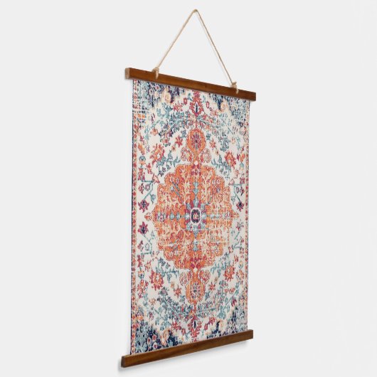 Antique Dull Orange Boho Ethnic Persian Rug Wandteppich Mit Holzrahmen (Gewinkelt)