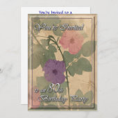 Antique Dusty Rose 80 Geburtstag Einladung (Vorne/Hinten)