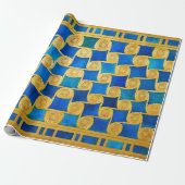 ANTIQUE EGYPTIAN GEOMETRIC DECOR ,SUN IN BLUE SKY  GESCHENKPAPIER (Ungerollt)