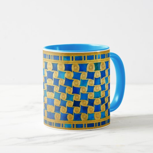 ANTIQUE EGYPTIAN GEOMETRIC DECOR ,SUN IN BLUE SKY TASSE (VorderseiteRechts)