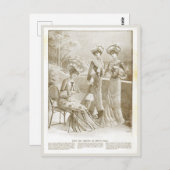 Antique Elegant Vintag Französisch 1900 Mode Beige Postkarte (Vorne/Hinten)