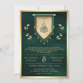 Antique Emerald Green Gold Scroll Moslem Hochzeit Einladung (Vorderseite)