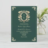 Antique Emerald Green Wedding Einladung (Stehend Vorderseite)