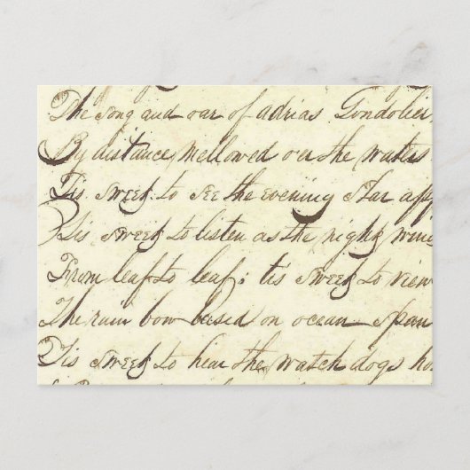 Antique Ephemera Cursive Kalligrafie Script Poetry Postkarte (Vorderseite)