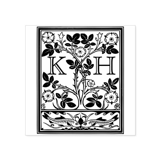 Antique Ex Libris Initials Desert Rose Gummistempel (Prägung)