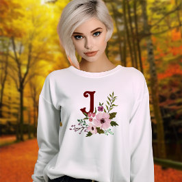 Antique Fall Aesthetics Floral Monogram Sweatshirt